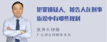 犯罪嫌疑人，被告人在刑事诉讼中有哪些权利