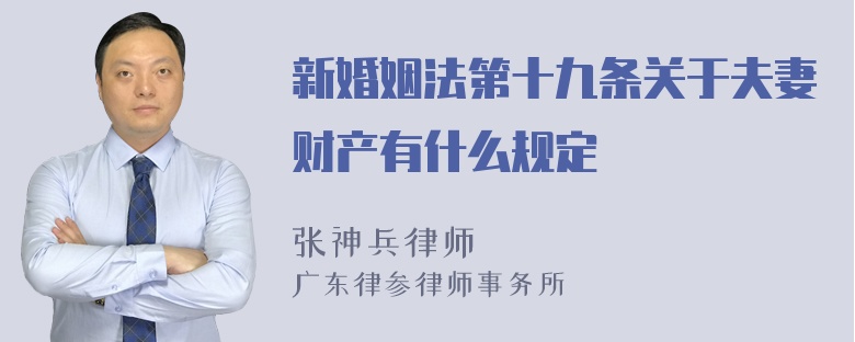 新婚姻法第十九条关于夫妻财产有什么规定