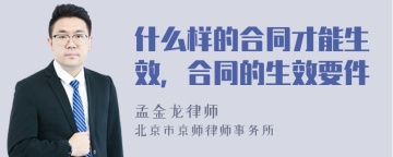 什么样的合同才能生效，合同的生效要件