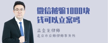 微信被骗1000块钱可以立案吗