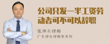 公司只发一半工资劳动者可不可以辞职