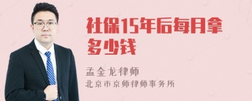 社保15年后每月拿多少钱
