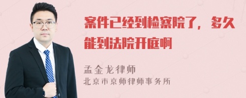 案件已经到检察院了，多久能到法院开庭啊