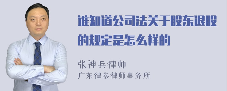 谁知道公司法关于股东退股的规定是怎么样的