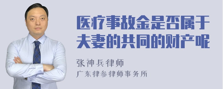 医疗事故金是否属于夫妻的共同的财产呢