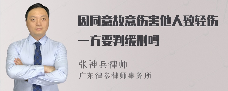 因同意故意伤害他人致轻伤一方要判缓刑吗