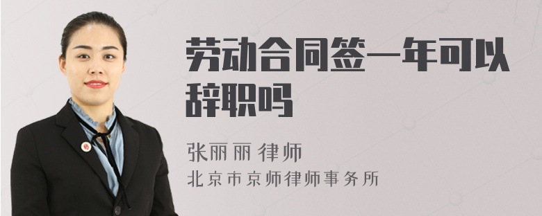 劳动合同签一年可以辞职吗