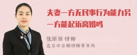 夫妻一方无民事行为能力另一方能起诉离婚吗