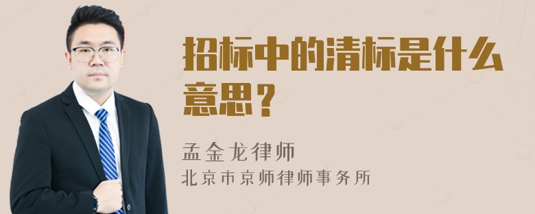 招标中的清标是什么意思？