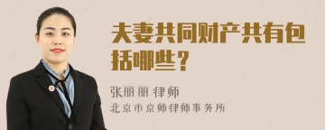 夫妻共同财产共有包括哪些？