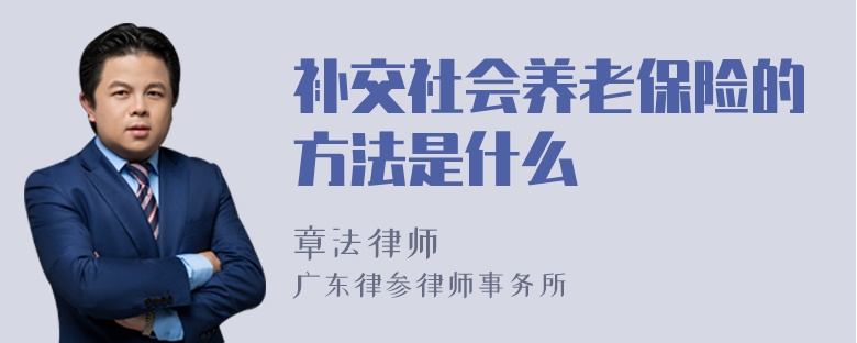 补交社会养老保险的方法是什么