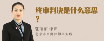 终审判决是什么意思?