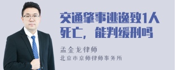 交通肇事逃逸致1人死亡，能判缓刑吗