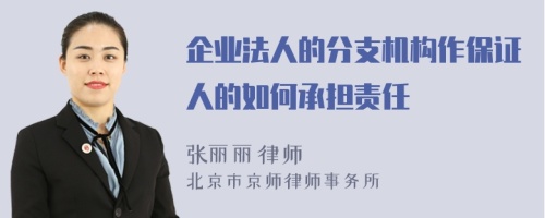 企业法人的分支机构作保证人的如何承担责任