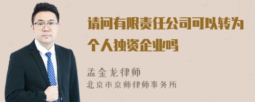 请问有限责任公司可以转为个人独资企业吗