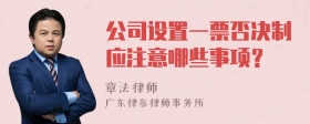 公司设置一票否决制应注意哪些事项？