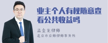 业主个人有权随意查看公共收益吗