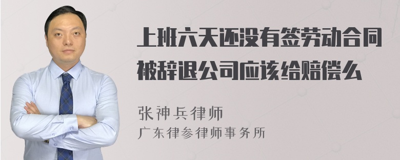 上班六天还没有签劳动合同被辞退公司应该给赔偿么