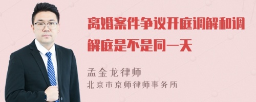 离婚案件争议开庭调解和调解庭是不是同一天