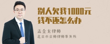 别人欠我1000元钱不还怎么办