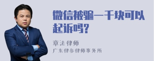 微信被骗一千块可以起诉吗?