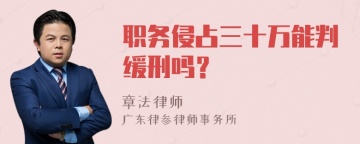 职务侵占三十万能判缓刑吗？