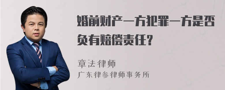 婚前财产一方犯罪一方是否负有赔偿责任？