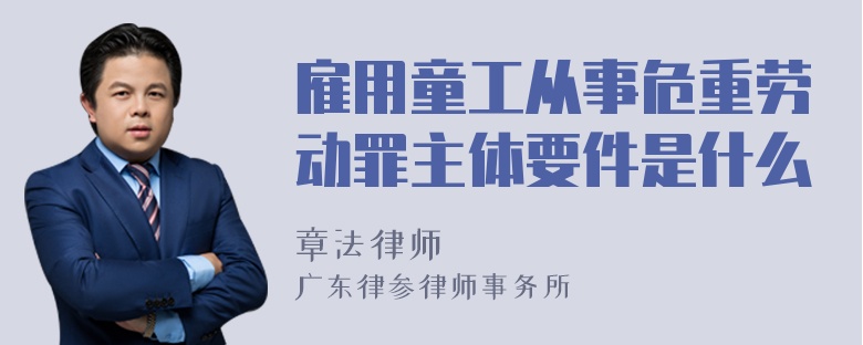 雇用童工从事危重劳动罪主体要件是什么