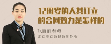12周岁的人其订立的合同效力是怎样的