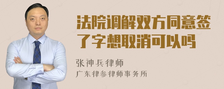 法院调解双方同意签了字想取消可以吗