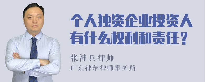 个人独资企业投资人有什么权利和责任？