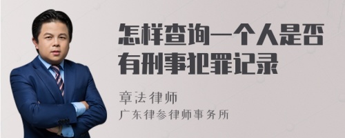 怎样查询一个人是否有刑事犯罪记录