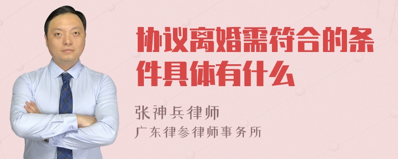 协议离婚需符合的条件具体有什么