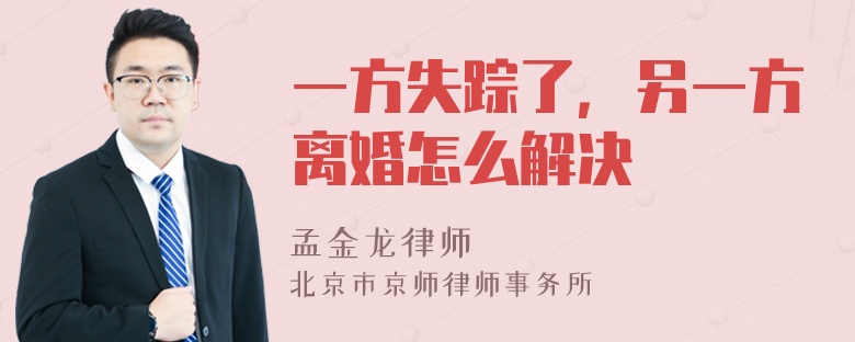 一方失踪了，另一方离婚怎么解决