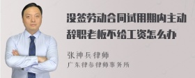 没签劳动合同试用期内主动辞职老板不给工资怎么办