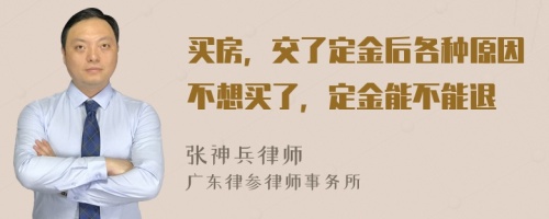 买房，交了定金后各种原因不想买了，定金能不能退