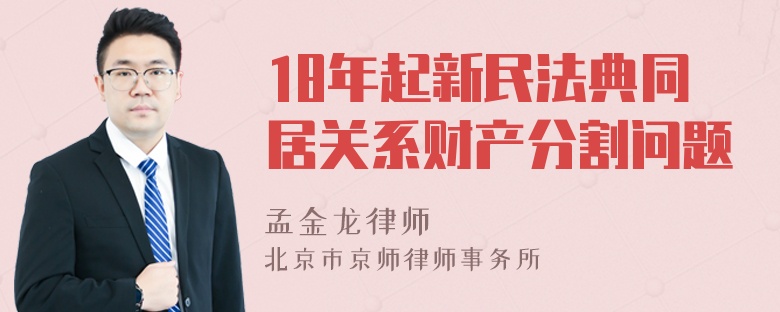 18年起新民法典同居关系财产分割问题