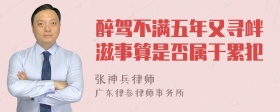 醉驾不满五年又寻衅滋事算是否属于累犯