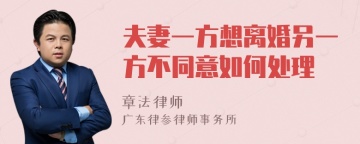 夫妻一方想离婚另一方不同意如何处理