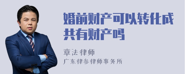 婚前财产可以转化成共有财产吗