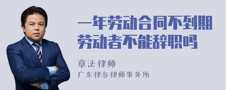 一年劳动合同不到期劳动者不能辞职吗