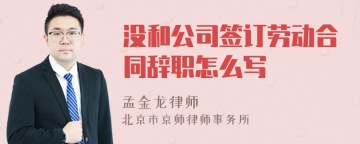 没和公司签订劳动合同辞职怎么写