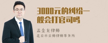 3000元的纠纷一般会打官司吗