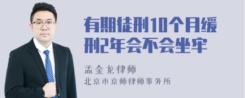 有期徒刑10个月缓刑2年会不会坐牢