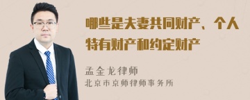 哪些是夫妻共同财产、个人特有财产和约定财产