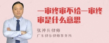 一审终审不给一审终审是什么意思