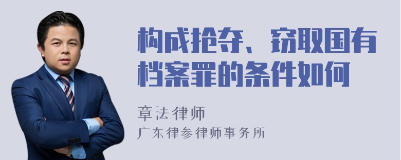 构成抢夺、窃取国有档案罪的条件如何