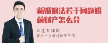 新婚姻法若干问题婚前财产怎么分