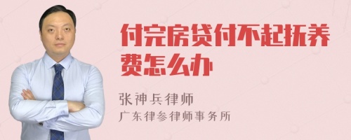 付完房贷付不起抚养费怎么办