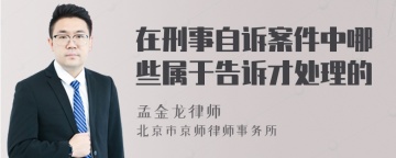 在刑事自诉案件中哪些属于告诉才处理的